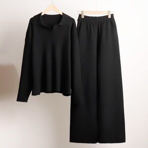 NEW !! Black Long Sleeve Knit Sweater and Pants Set HIGH QUALITY.